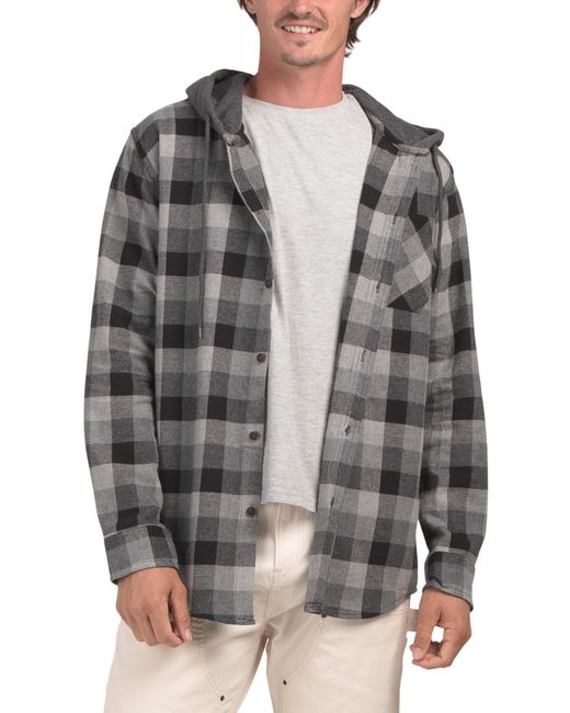 Tj Maxx Gray Kona Flannel Shirt With Hood For Cotton/Polyester for men