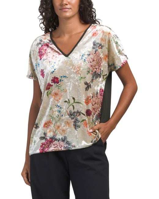 Tj Maxx Gray Plush Printed Top For Polyester/Rayon