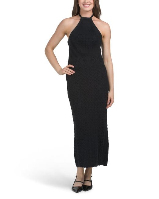 Tj Maxx Black Textured Maxi Dress For Cotton