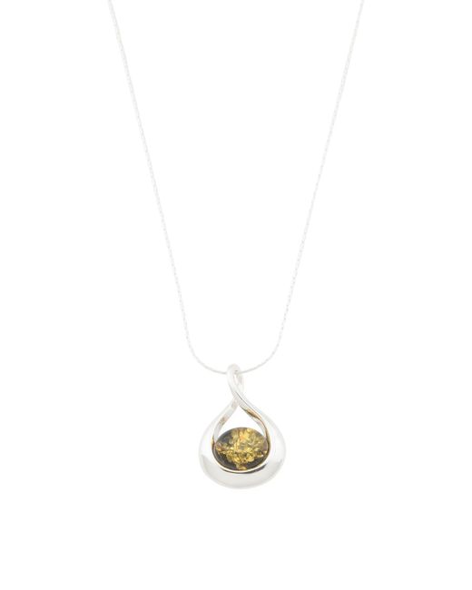 Tj Maxx White Sterling Amber Swirl Pendant Necklace
