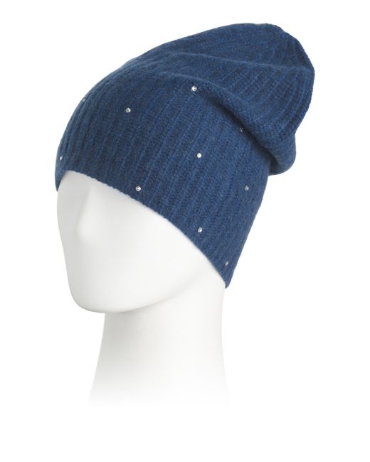 Tj Maxx Blue Cashmere Slouchy Hat With Crystal Accents