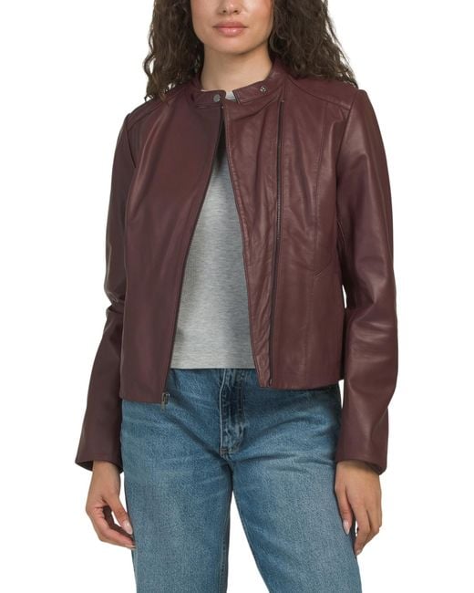 Tj Maxx Red Lambskin Zip Jacket, Polyester