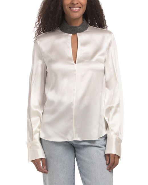 TJ Maxx Women's Gray Silk Blend Shirt For