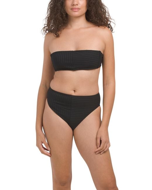 Tj Maxx Blue Refresh Ribbed Top And High Waist Bottom Two-Piece Swimsuit For Nylon/Spandex/Polyester