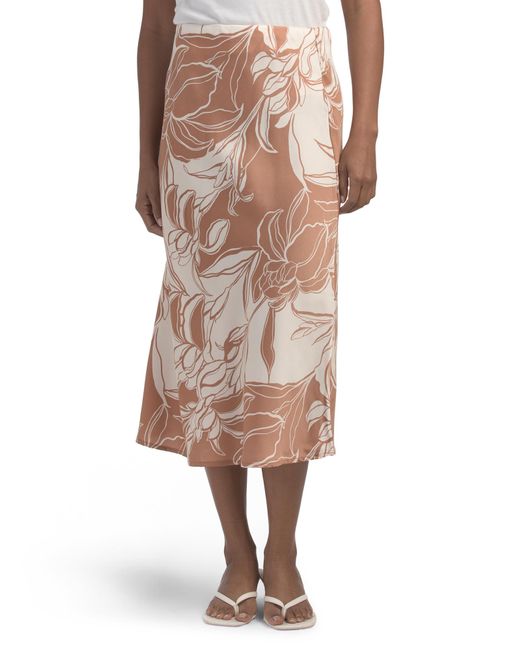 Tj Maxx Natural Satin Soft Flowy Mid Calf Length Skirt For Polyester
