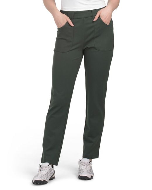 Tj Maxx Green Solid Ponte Ankle Pants, Nylon/Viscose