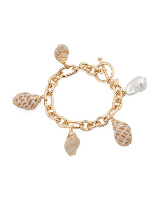Tj Maxx Metallic Link Shell Charm Toggle Bracelet