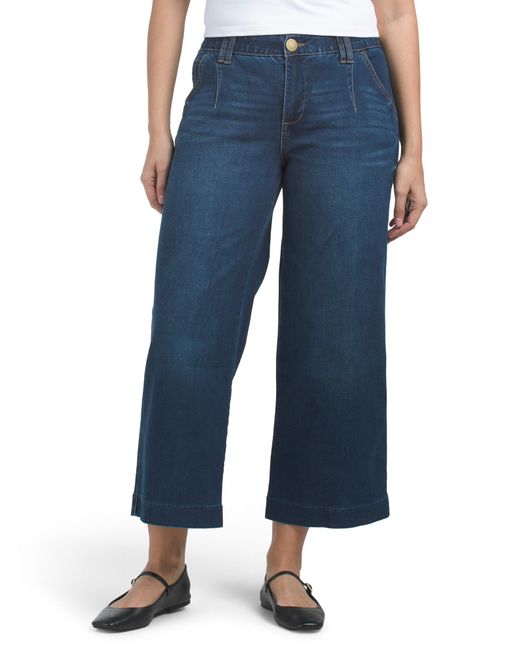 Tj Maxx Blue Ab Tech High Rise Wide Leg Jeans With Slant Pockets For Spandex/Cotton/Polyester