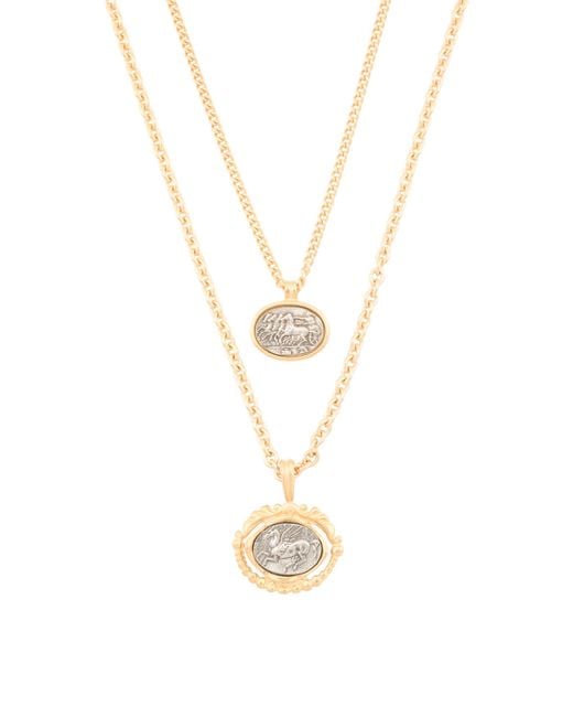 Tj Maxx White 24K Plated Double Chain Coin Pendant Necklace