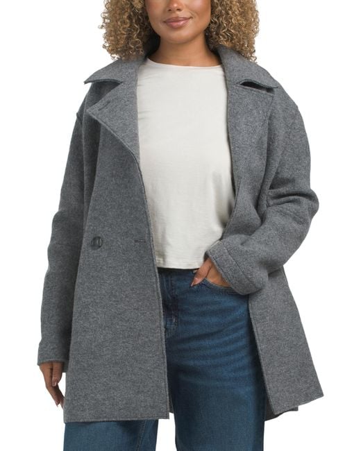Tj Maxx Gray Italian Wool Short Double Breasted Jacket, Wool/Viscose