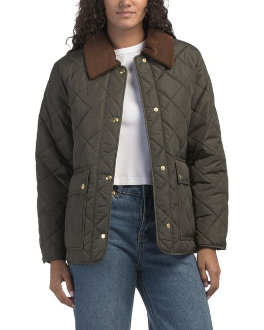 TJ Maxx Women's Gray Quilted Barn Snap Front Closure Jacket With