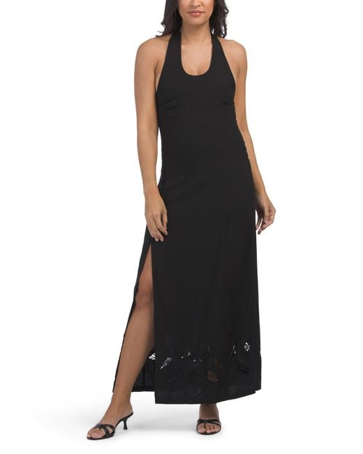 Tj Maxx Black Christina Halter Maxi Dress For Linen/Rayon