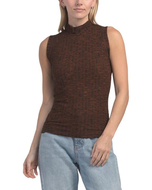 Tj Maxx Brown Mock Neck Shell Top For Spandex/Polyester/Rayon