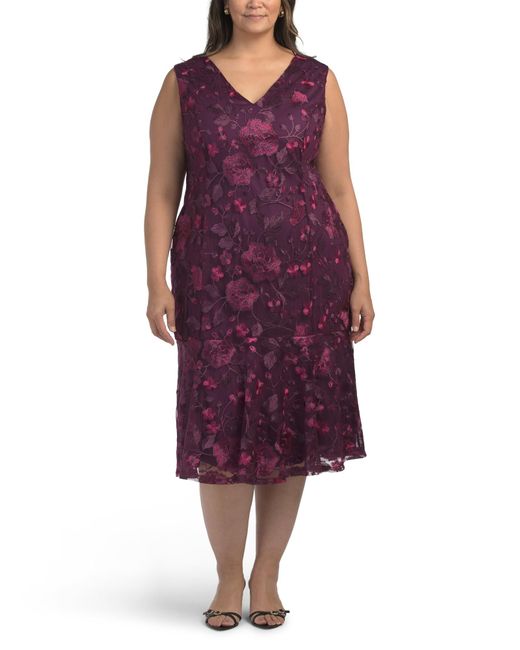 TJ Maxx Plus Lace Dress For Polyester in Purple | Lyst