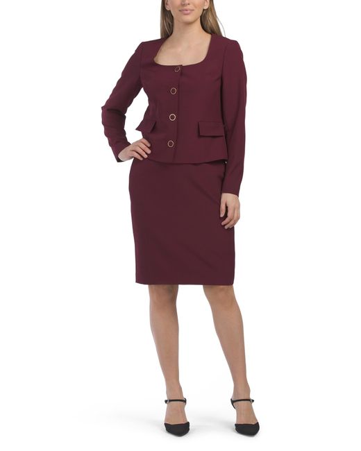 Tj Maxx Red 2Pc Jacket And Skirt Suit For Polyester