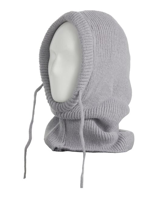 Tj Maxx Gray Knit Balaclava With Drawstring For Polyester