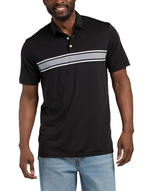 Tj Maxx Black Short Sleeve Driver Brenton Chest Stripe Polo For Spandex/Polyester for men