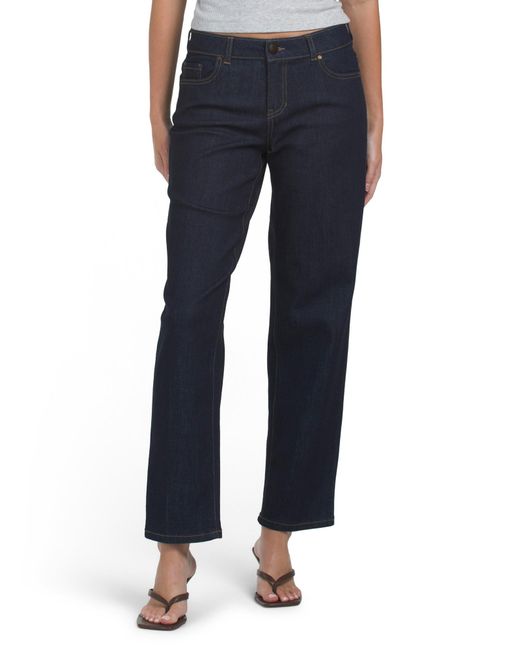 Tj Maxx Blue Mid Rise Slouchy Straight Leg Jeans For Spandex/Cotton/Polyester