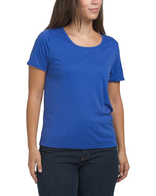 Tj Maxx Blue Short Sleeve Scoop Neck Ribbed T-Shirt For Modal/Polyester