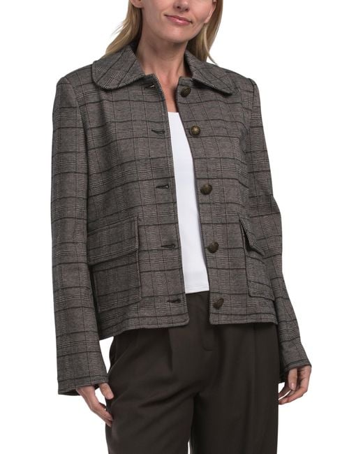 Tj Maxx Black Mixed Pattern Cropped Jacket, Spandex/Polyester/Rayon