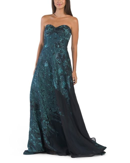 Tj Maxx Blue Strapless Fil Coupe Gown For Polyester
