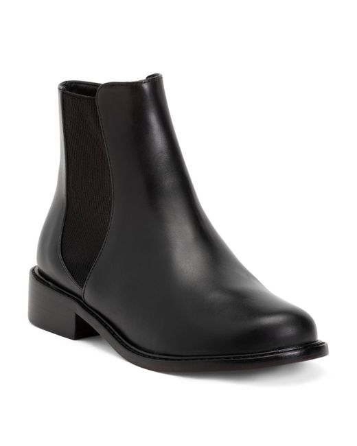 TJ Maxx Women's Black Leather Ava Flat Booties For
