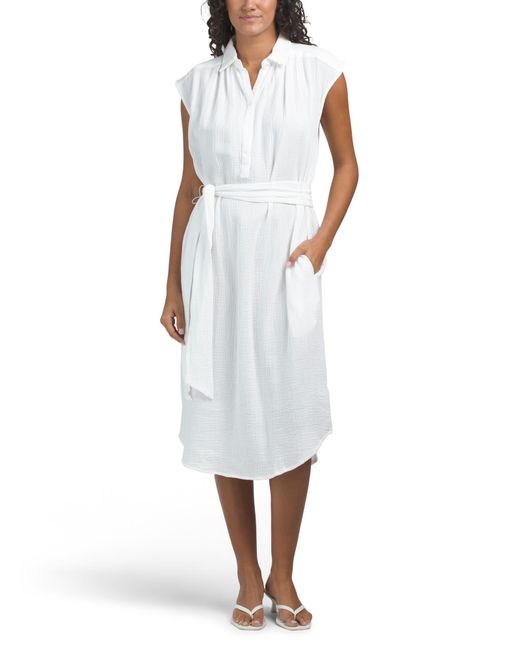 TJ Maxx Women's White Joanne Dress For Cotton