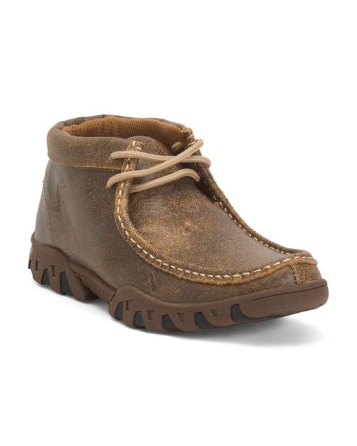 Tj Maxx Brown Leather Roque Lace Up Moccasins For