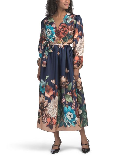 Tj Maxx Blue Floral Maxi Dress For Polyester
