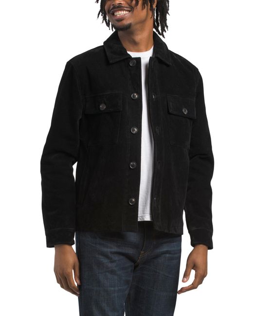 Tj Maxx Black Faux Nubuck Trucker Jacket For Polyester/Viscose for men