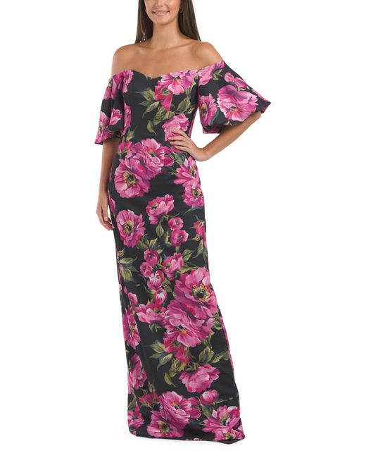 Tj Maxx Purple Off The Shoulder Organza Column Gown For Polyester