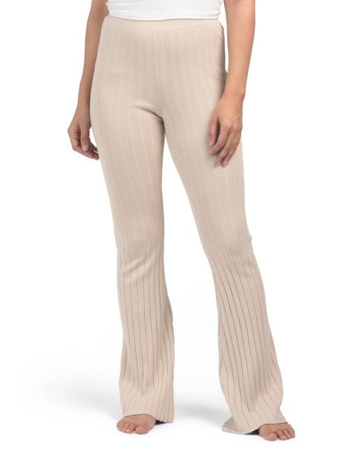Tj Maxx Natural Soft Knit Rib Flare Lounge Pants For Cotton