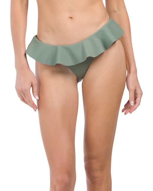Tj Maxx Green Solid Ruffle Bikini Bottoms For Nylon/Spandex