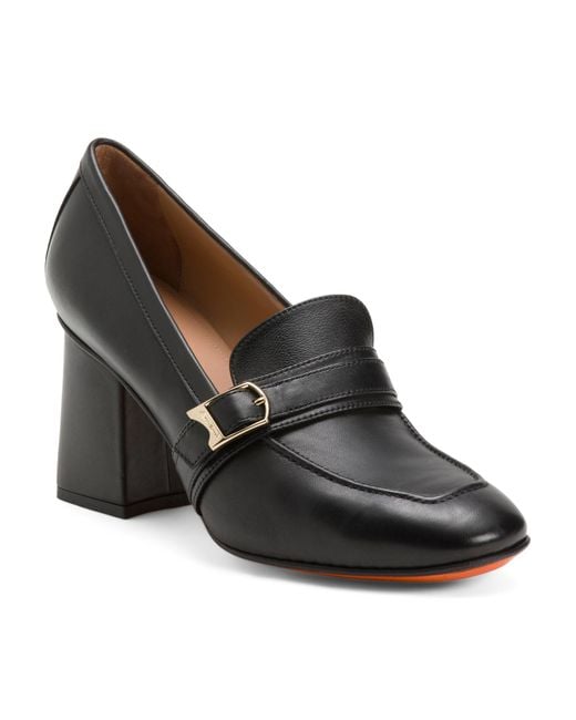 Tj Maxx Black Leather Heeled Loafers For