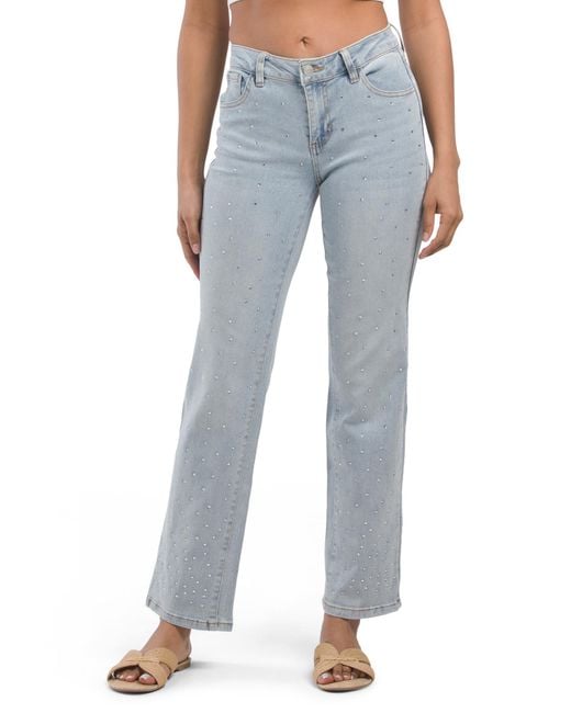 Tj Maxx Blue Mid Rise All Over Embellished Jeans For Spandex/Cotton/Polyester
