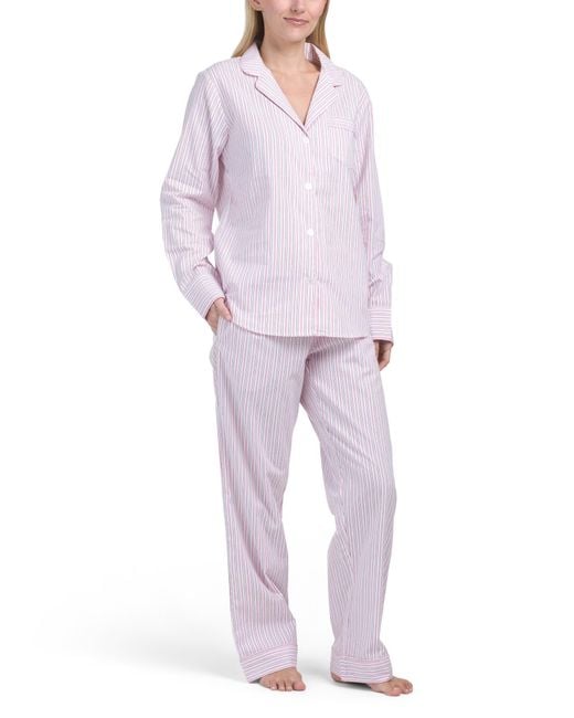 Tj Maxx Pink 2Pc Cotton Twill Pajama Set For