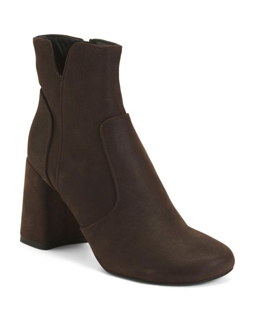 Tj Maxx Brown Suede Heeled Booties For Leather/Suede