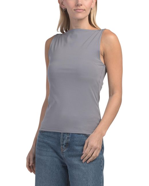 Tj Maxx Blue High Neck Smoothing Top For Spandex/Polyester