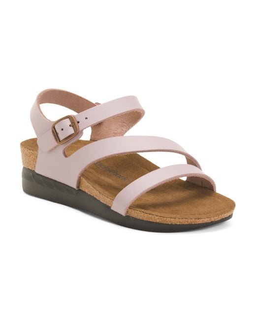 Tj Maxx Pink Leather Antimicrobial Lined Ares Comfort Wedge Sandals For