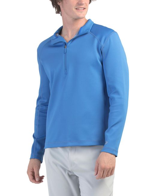 Tj Maxx Blue Quarter Zip Mock Neck Stretch Fit Top For Nylon/Polyester for men