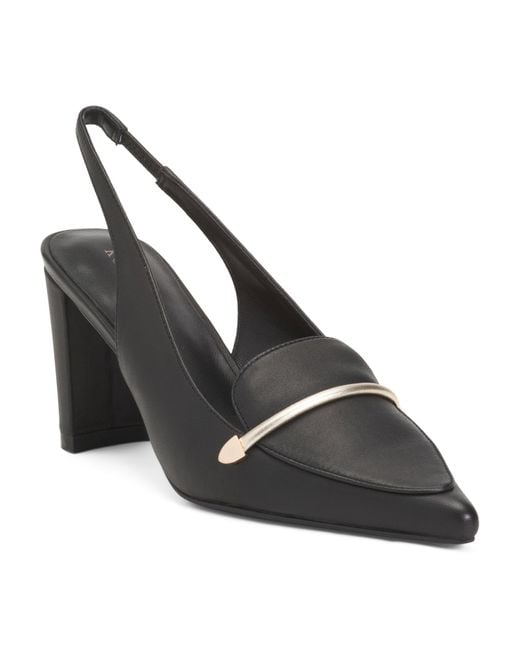 Tj Maxx Black Leather Parisa Heeled Loafers For