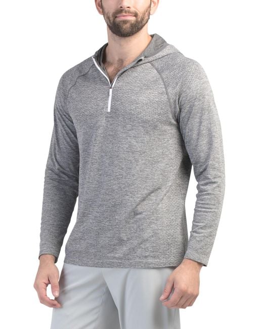 Tj Maxx Gray Seamless Knit Quarter Zip Hoodie For Nylon/Polyester for men