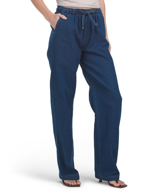 Tj Maxx Blue Pull On Chambray Pants For Spandex/Cotton