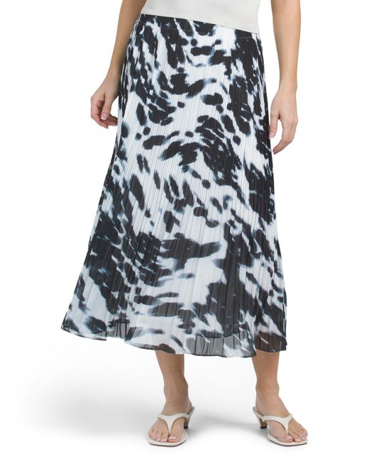 Tj Maxx Blue Animal Print Midi Skirt For Polyester