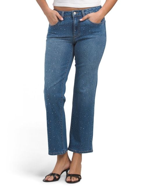 Tj Maxx Blue Hailey Starry Night Mid Rise Recycled Straight Ankle Jeans For Spandex/Cotton/Polyester