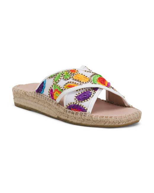 Tj Maxx Pink X Band Espadrille Floral Embroidered Sandals For