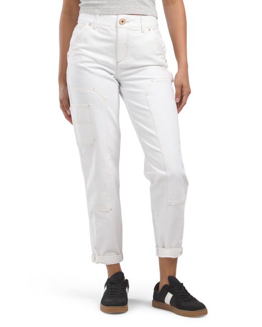 Tj Maxx White Ab Solution High Rise Roll Cuff Jeans With Oversized Patches For Spandex/Cotton/Polyester
