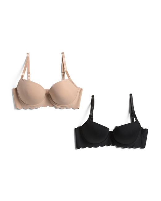 Tj Maxx White 2Pk Scallop Edge Push Up Bras For Nylon/Spandex