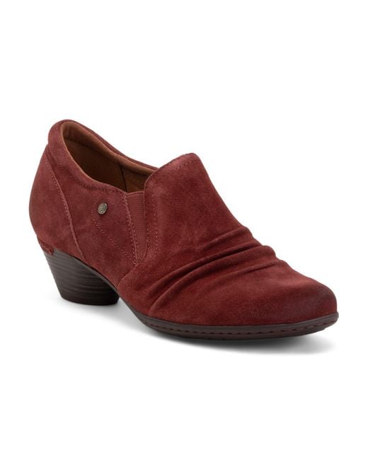 Tj Maxx Red Suede Lucy Ruched Comfort Slip On Heels For