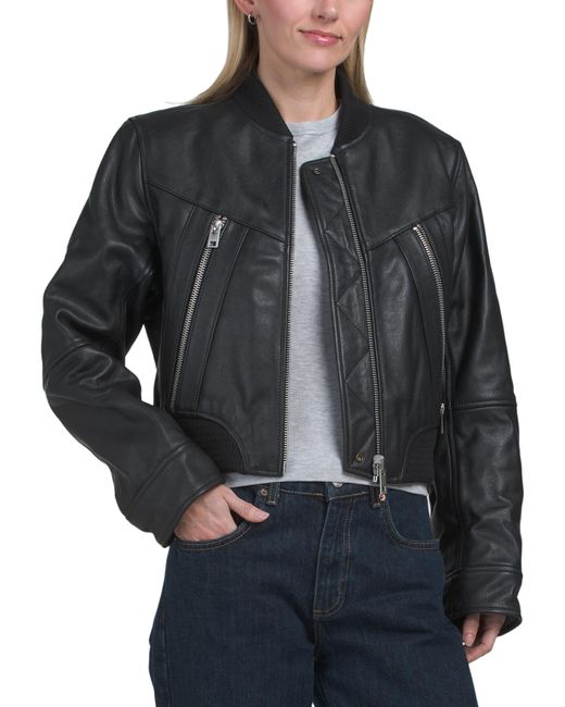 Tj Maxx Black Leather Bunta Cuir Reversible Jacket For Spandex/Polyester/Leather
